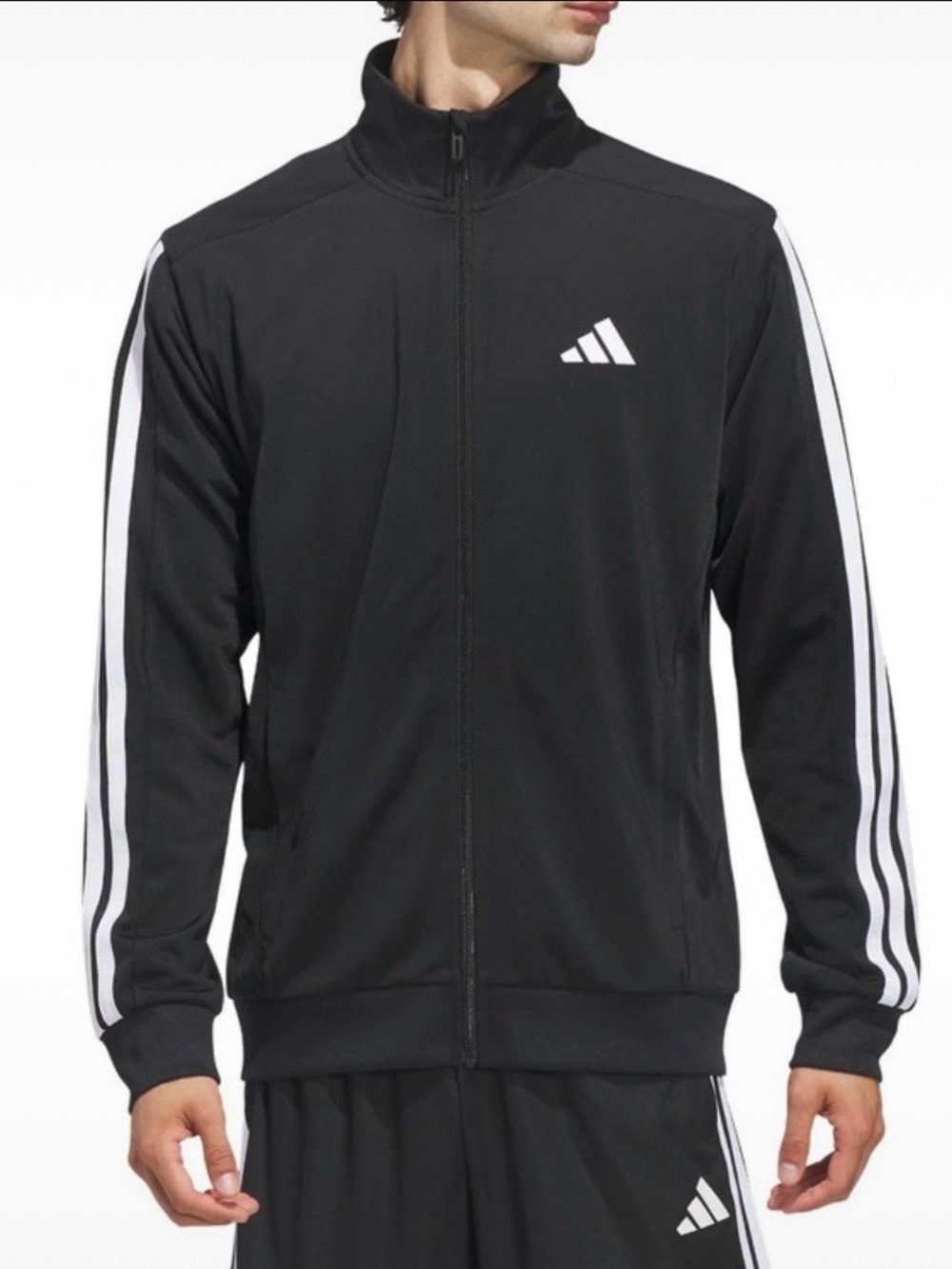 Men’s adidas Black Track Jacket with White Stripes